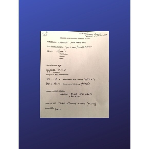 unbranded Shawl Wrap Scarf, DARK GRAY/SILVER METALLIC, GUC - Picture 7 of 7